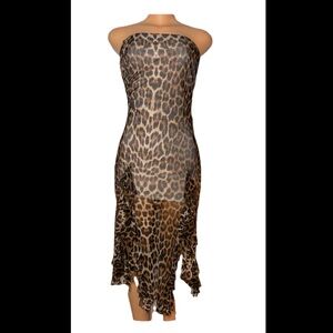 Leopard Print Strapless Dress